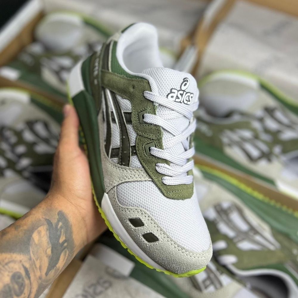 Tênis Masculino Asics Gel-Lyte III VERDE MILITAR Premium em Couro