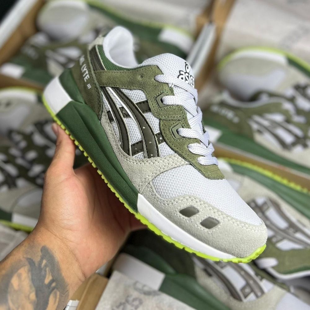 Tênis Masculino Asics Gel-Lyte III VERDE MILITAR Premium em Couro